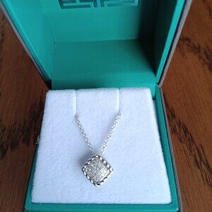 Effy Silver Pavé Square Halo Pendant Necklace with White Stones